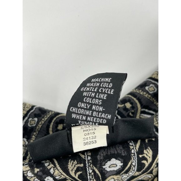 INC Black Paisley Long Sleeve Rhinestone Buttons Sheer Collared Top Shirt XL - Picture 11 of 14